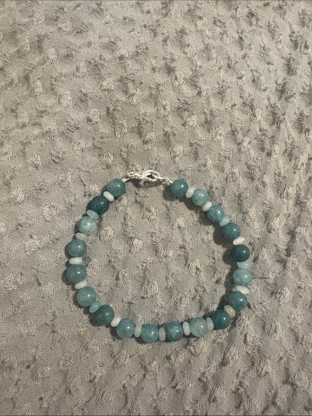 Beaded Teal Gemstone Bracelet w silver clasp